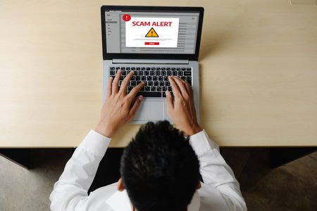 Cyber security software show alert of cyber attack for protection snugly. Danger from virus,...