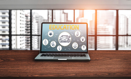 E-learning website with sofware for student to study online on the internet network snuglyの写真素材
