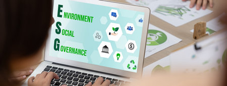 ESG environmental social governance policy for brisk business to set a standard to achieve high ESG scoreの写真素材