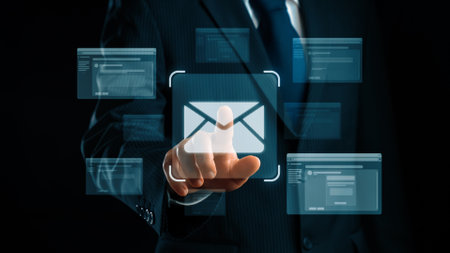 Business person checking email inbox, organizing and prioritizing messages for better productivity. Learn smart email techniques for effective communication. UUIDの写真素材