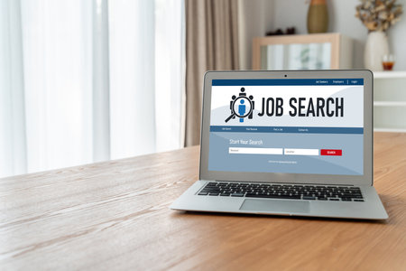 Online job search on modish website for worker to search for job opportunities on the recruitment internet networkの写真素材