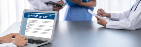 Online term of service conditions showing brisk rules and regulations in using the website on device...