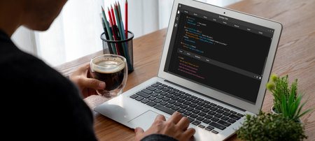 Software development programming on computer screen for modish application and program codingの写真素材