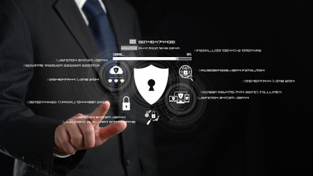 Business person explore the core of cyber security. Delve into cyber protection methods, threats,...