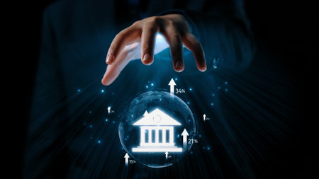 Business person transforms online banking, employing tech for innovative finance solutions. Streamlining banking and finance processes, Technology elevates online banking to new heights. UUIDの写真素材