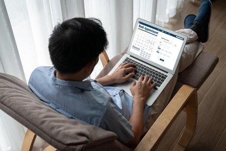 Online appointment booking calendar for registration on the internet websiteの写真素材