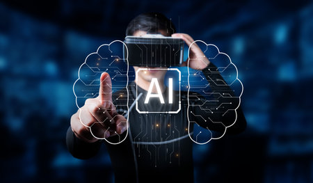 This image illustrates the intersection of generative AI and virtual reality, showcasing the...