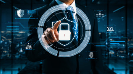 Business person explore the core of cyber security. Delve into cyber protection methods, threats,...