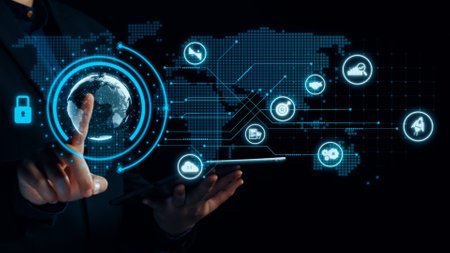 Business person explore the core of cyber security. Delve into cyber protection methods, threats,...