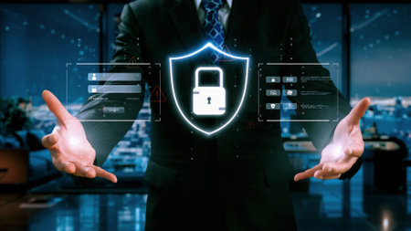 Business person explore the core of cyber security. Delve into cyber protection methods, threats, and bolster cyber security stance. Essential for navigating the cyber security age UUIDの写真素材