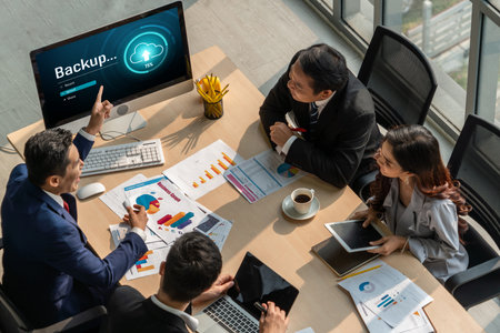 Backup Storage Data Internet Technology Business concept. Database storage cloud technology file data transfer sharing, cyber, big data information, internet banking application download upload snuglyの写真素材