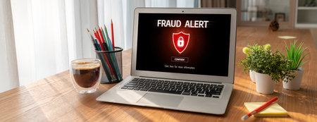 Cyber security software show alert of cyber attack for protection snugly. Danger from virus,...