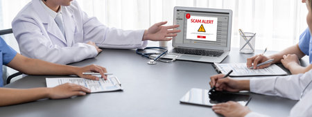Cyber security software show alert of cyber attack for protection brisk. Danger from virus, phishing...