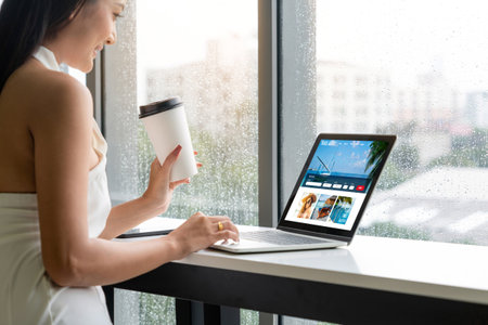 Online travel agency website for modish search and travel planning offers deal and package for flight , hotel and tour bookingの写真素材
