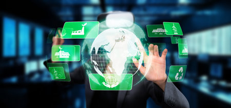 Explore a dynamic representation of sustainable technology and energy solutions for a cleaner...