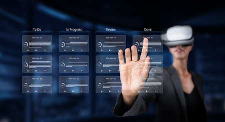 Explore the intersection of modern project management and virtual reality, showcasing an innovative...