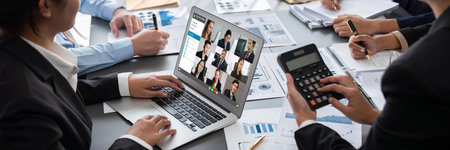 Business intelligence and data analysis concept. Analyst team working on financial data analysis...