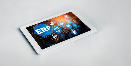 ERP enterprise resource planning software for modish business to plan the marketing strategyの写真素材