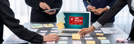 Analyst team use sticky note for creative and analytic brainstorm for business idea with BI data...