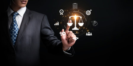 Discover the intersection of artificial intelligence and legal frameworks, focusing on ethics, compliance, and governance in today rapidly evolving digital landscape.の写真素材