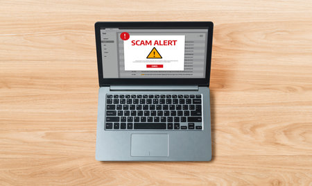Cyber security software show alert of cyber attack for protection snugly. Danger from virus,...