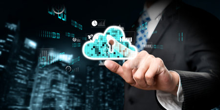 Business person discover the future of cloud computing with latest insights and elevate business by...