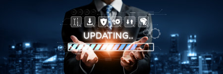 Business person invests in updating knowledge and software, ensuring updated competitiveness....