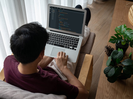 Software development programming on computer screen for modish application and program codingの写真素材