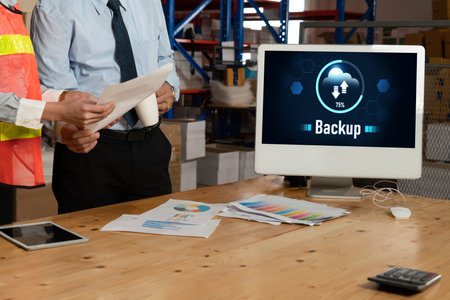 Backup Storage Data Internet Technology Business concept. Database storage cloud technology file...