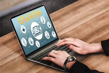 E-learning website with sofware for student to study online on the internet network snugly