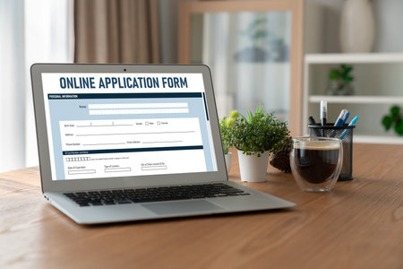 Online application form for modish registration on the internet websiteの写真素材