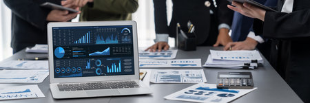 Business data dashboard provide business intelligence analytic for marketing strategy planning brisk...