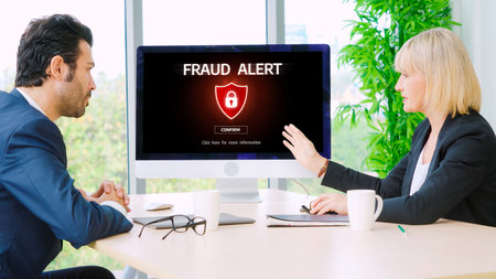 Cyber security software show alert of cyber attack for protection snugly. Danger from virus, phishing and cyber fraud.の写真素材