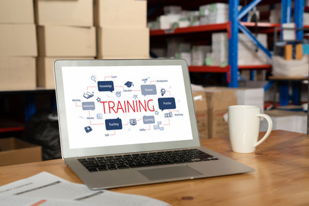 E-learning website with software for student to study online on the internet network snugly