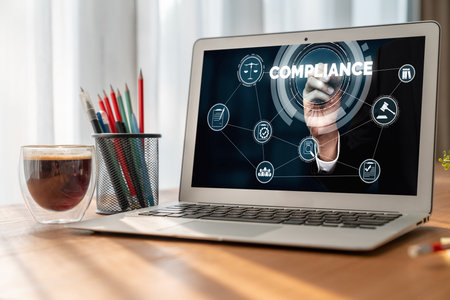 Compliance system for modish online corporate business to meet quality standardの写真素材
