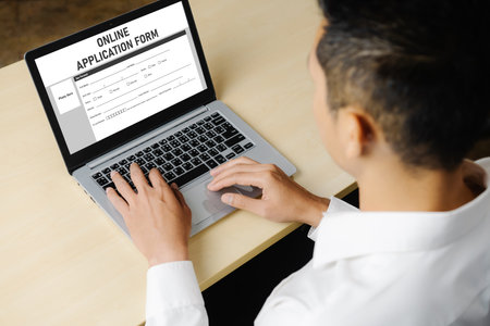 Online application form for modish registration on the internet websiteの写真素材