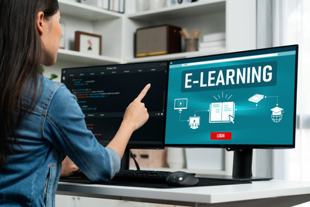 E-learning website with brisk sofware for student to study online on the internet networkの写真素材