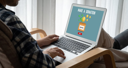 Online donation platform offer modish money sending system for people to transfer on the internetの写真素材