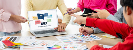 Help screen on the website provide answer to FAQ frequently asked question brisk with knowledge...