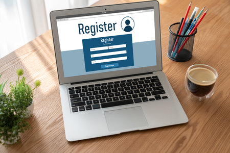 Online registration form for modish form filling on the internet websiteの写真素材