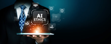 Explore the essential ethical considerations in artificial intelligence and technology compliance, focusing on regulatory standards and governance frameworks for responsible innovation.の写真素材