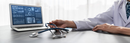 Business data dashboard provide business intelligence analytic for marketing strategy planning brisk with big data set to analyze customer demands and foreseeing business futureの写真素材