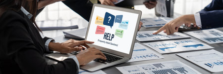 Help screen on the website provide answer to FAQ frequently asked question brisk with knowledge...