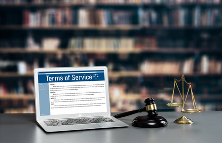 Online term of service conditions showing brisk rules and regulations in using the website on device...