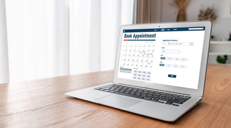 Online appointment booking calendar for registration on the internet websiteの写真素材