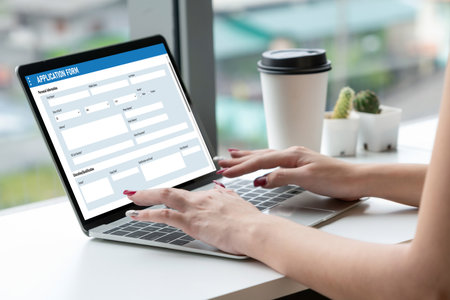 Online application form for modish registration on the internet websiteの写真素材