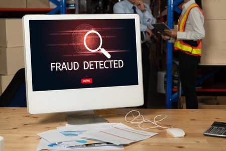 Cyber security software show alert of cyber attack for protection snugly. Danger from virus, phishing and cyber fraud.の写真素材