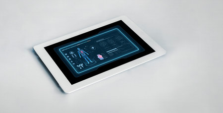 Medical science technology and futuristic healthcare virtual computer software analyze human health...