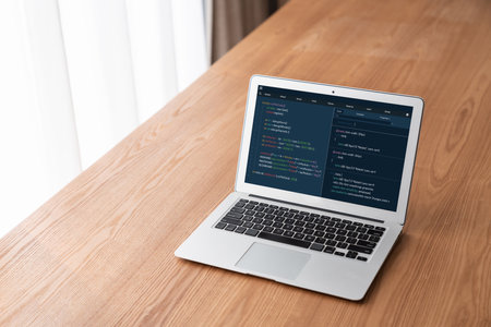 Software development programming on computer screen for modish application and program codingの写真素材