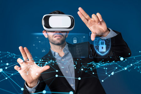 Business person explore the core of cyber security. Delve into cyber protection methods, cyber...